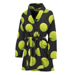 Tennis Balls Pattern Print Women's Bathrobe