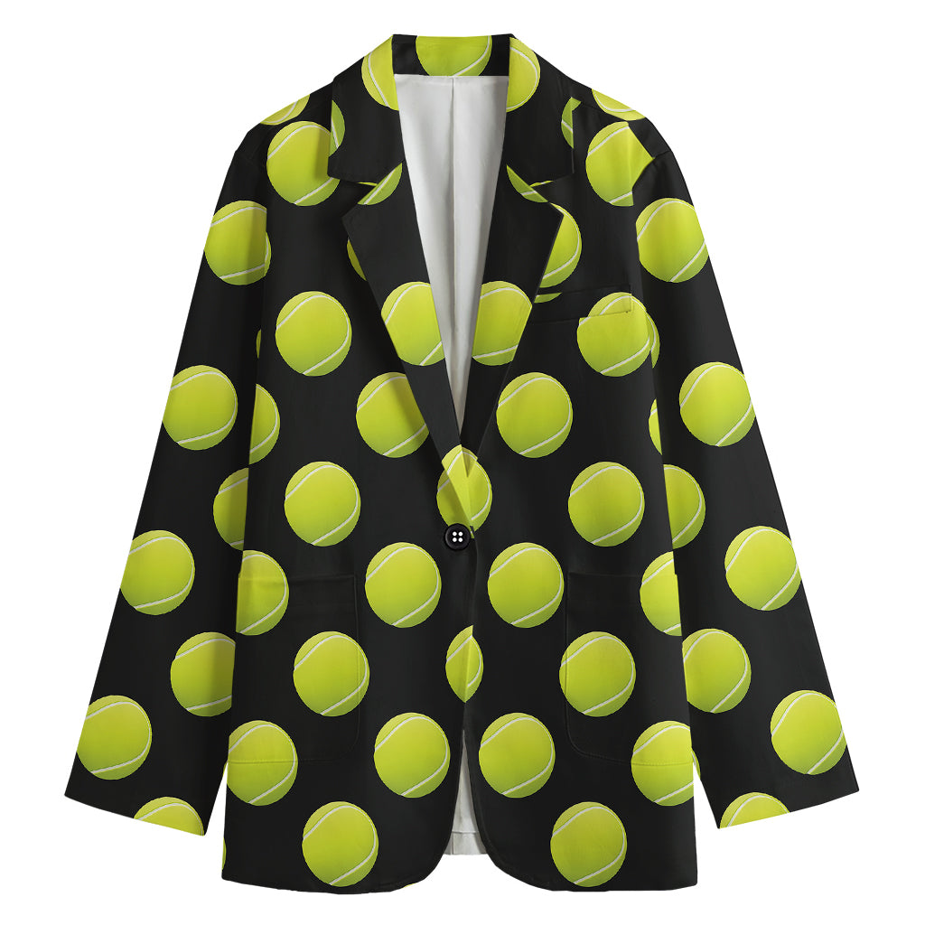 Tennis Balls Pattern Print Women's Blazer