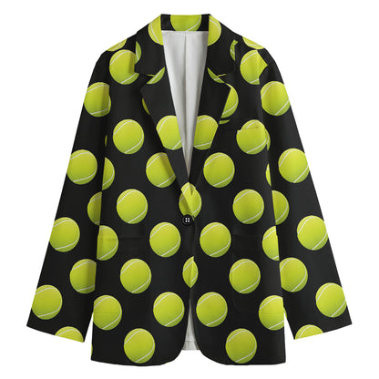 Tennis Balls Pattern Print Women's Blazer