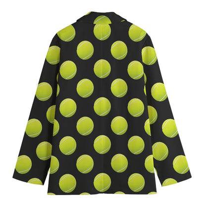 Tennis Balls Pattern Print Women's Blazer