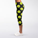 Tennis Balls Pattern Print Women's Capri Leggings