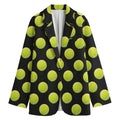 Tennis Balls Pattern Print Women's Cotton Blazer