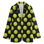 Tennis Balls Pattern Print Women's Cotton Blazer