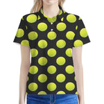 Tennis Balls Pattern Print Women's Polo Shirt