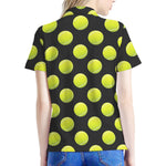 Tennis Balls Pattern Print Women's Polo Shirt