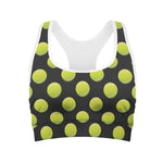 Tennis Balls Pattern Print Women's Sports Bra