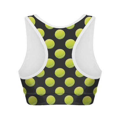 Tennis Balls Pattern Print Women's Sports Bra
