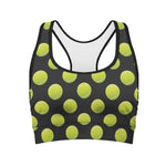 Tennis Balls Pattern Print Women's Sports Bra