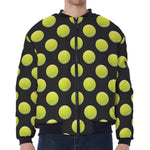 Tennis Balls Pattern Print Zip Sleeve Bomber Jacket