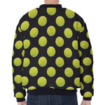 Tennis Balls Pattern Print Zip Sleeve Bomber Jacket