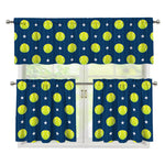 Tennis Sport Pattern Print 3 Piece Kitchen Curtains