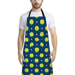 Tennis Sport Pattern Print Bib Apron With Pocket