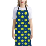 Tennis Sport Pattern Print Bib Apron With Pocket