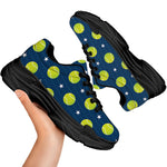 Tennis Sport Pattern Print Black Chunky Shoes