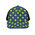 Tennis Sport Pattern Print Black Mesh Trucker Hat