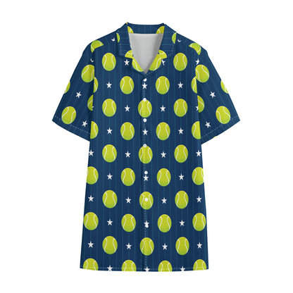 Tennis Sport Pattern Print Cotton Hawaiian Shirt