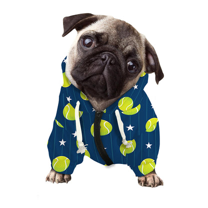 Tennis Sport Pattern Print Dog Zip Up Hoodie