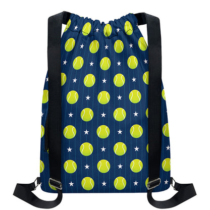 Tennis Sport Pattern Print Drawstring Backpack