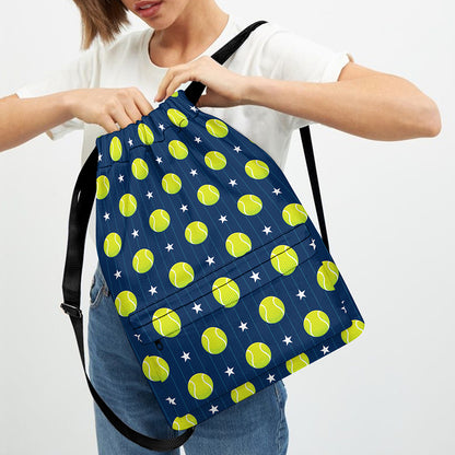 Tennis Sport Pattern Print Drawstring Backpack