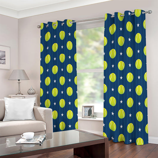 Tennis Sport Pattern Print Extra Wide Grommet Curtains