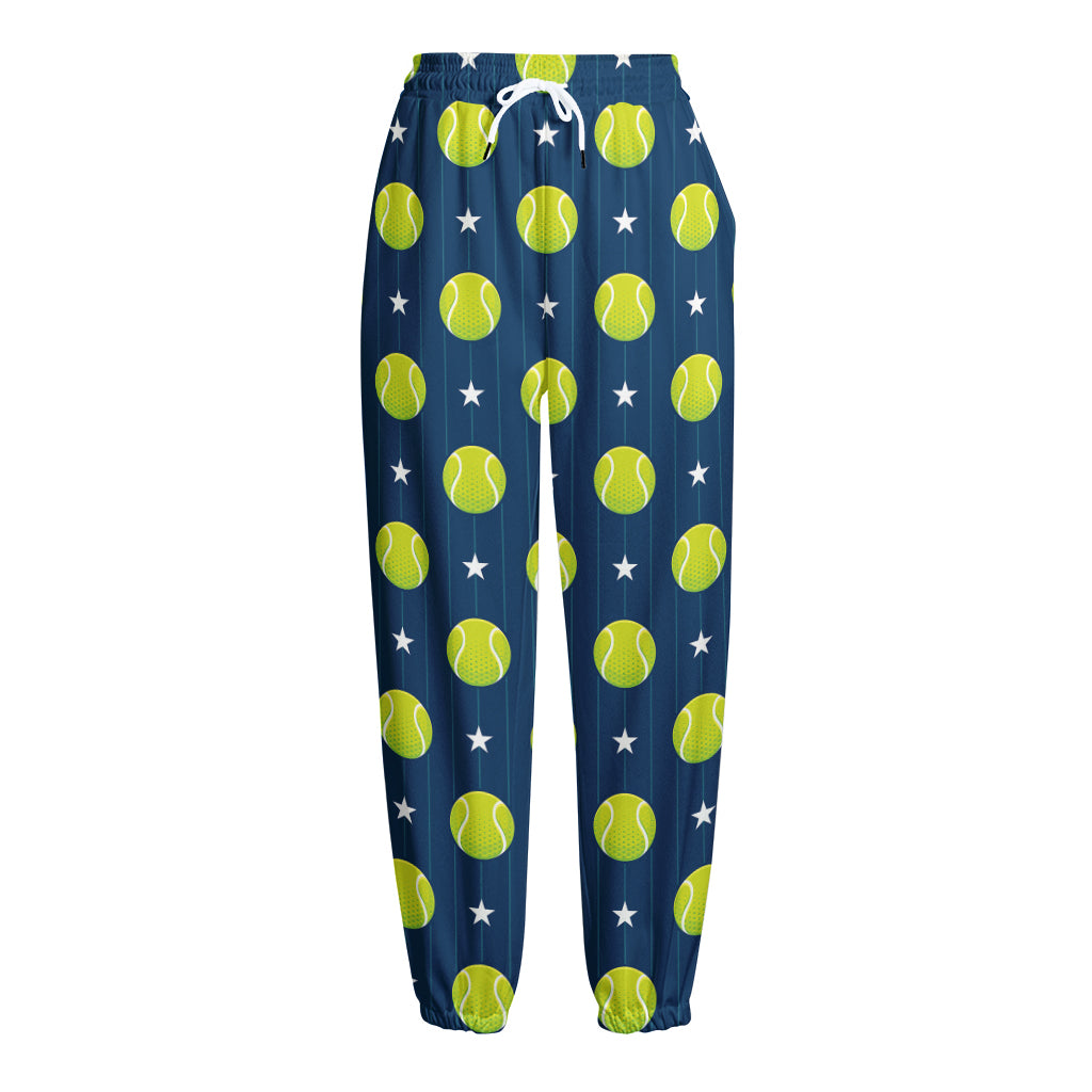 Tennis Sport Pattern Print Fleece Lined Knit Pants