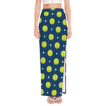 Tennis Sport Pattern Print High Slit Maxi Skirt
