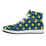 Tennis Sport Pattern Print High Top Leather Sneakers