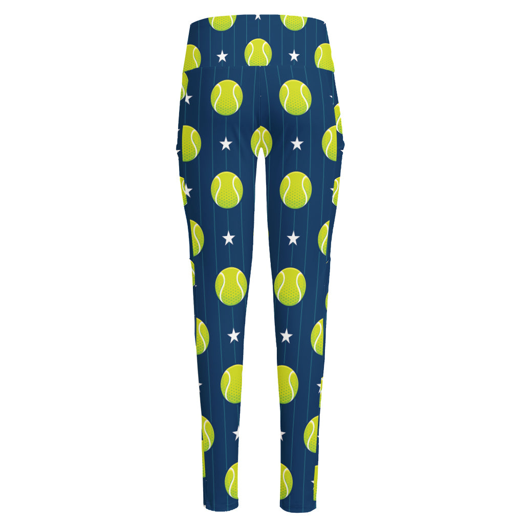 Tennis Sport Pattern Print High-Waisted Pocket Leggings