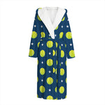 Tennis Sport Pattern Print Hooded Bathrobe