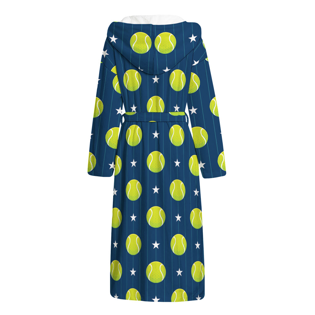 Tennis Sport Pattern Print Hooded Bathrobe