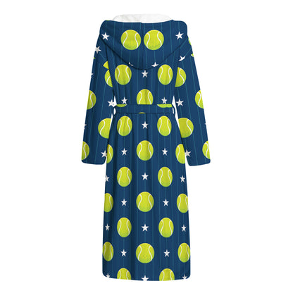 Tennis Sport Pattern Print Hooded Bathrobe