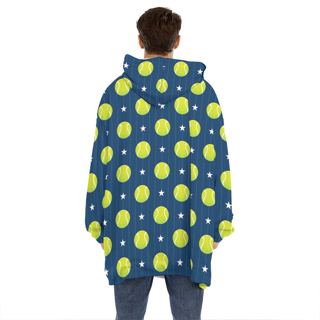 Tennis Sport Pattern Print Hoodie Blanket