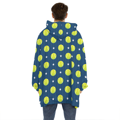 Tennis Sport Pattern Print Hoodie Blanket