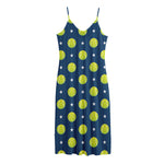 Tennis Sport Pattern Print Jersey Midi Cami Dress