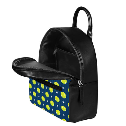 Tennis Sport Pattern Print Leather Backpack