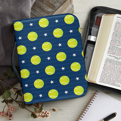 Tennis Sport Pattern Print Leather Bible Cover