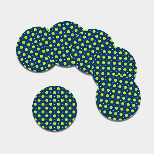 Tennis Sport Pattern Print Leather Coaster Set