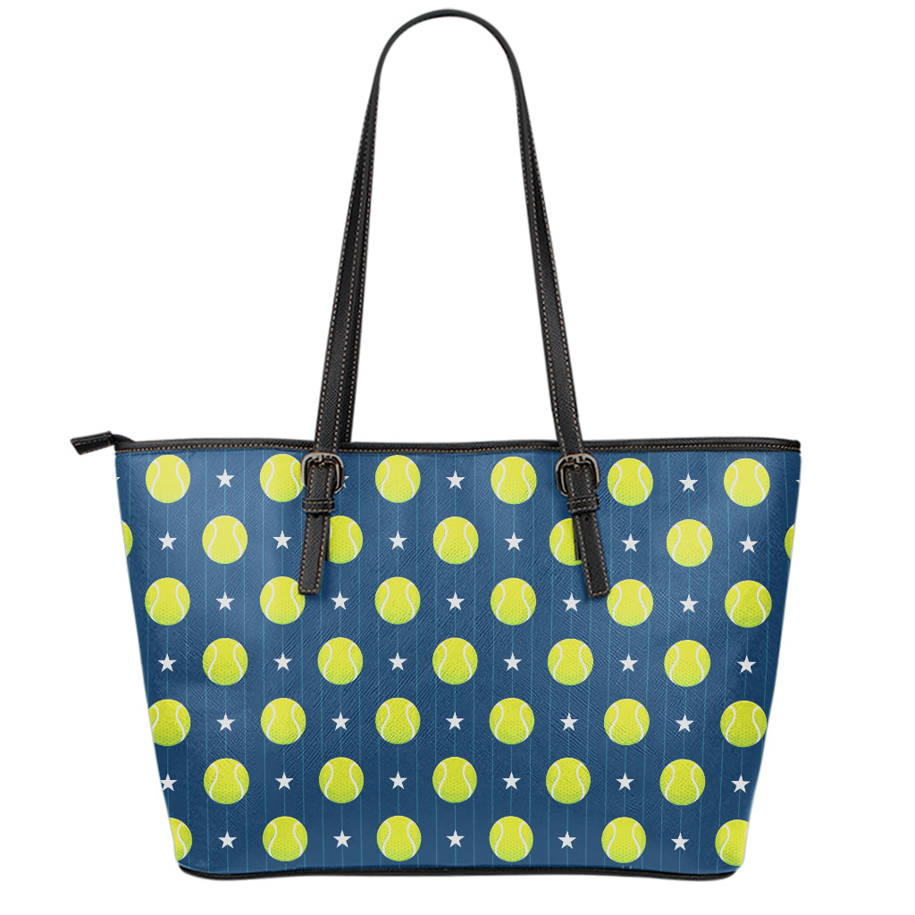Tennis Sport Pattern Print Leather Tote Bag