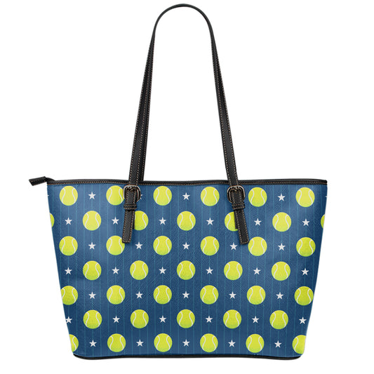 Tennis Sport Pattern Print Leather Tote Bag