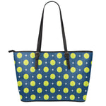 Tennis Sport Pattern Print Leather Tote Bag