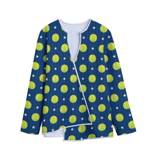 Tennis Sport Pattern Print Long Sleeve Short Coat