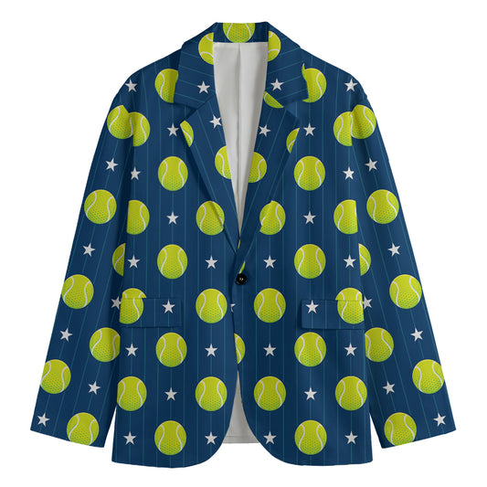 Tennis Sport Pattern Print Men's Cotton Blazer
