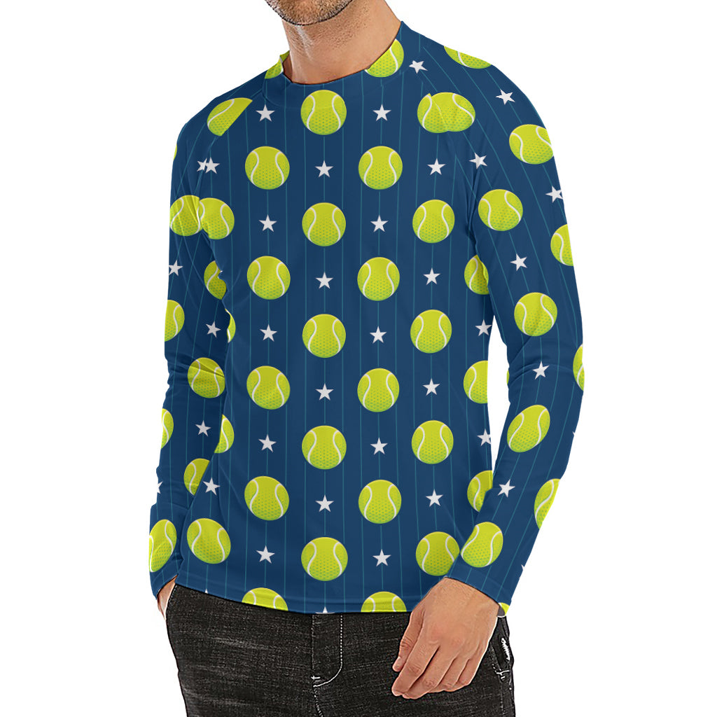 Tennis Sport Pattern Print Men's Long Sleeve Rash Guard