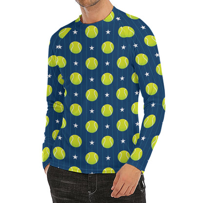 Tennis Sport Pattern Print Men's Long Sleeve Rash Guard