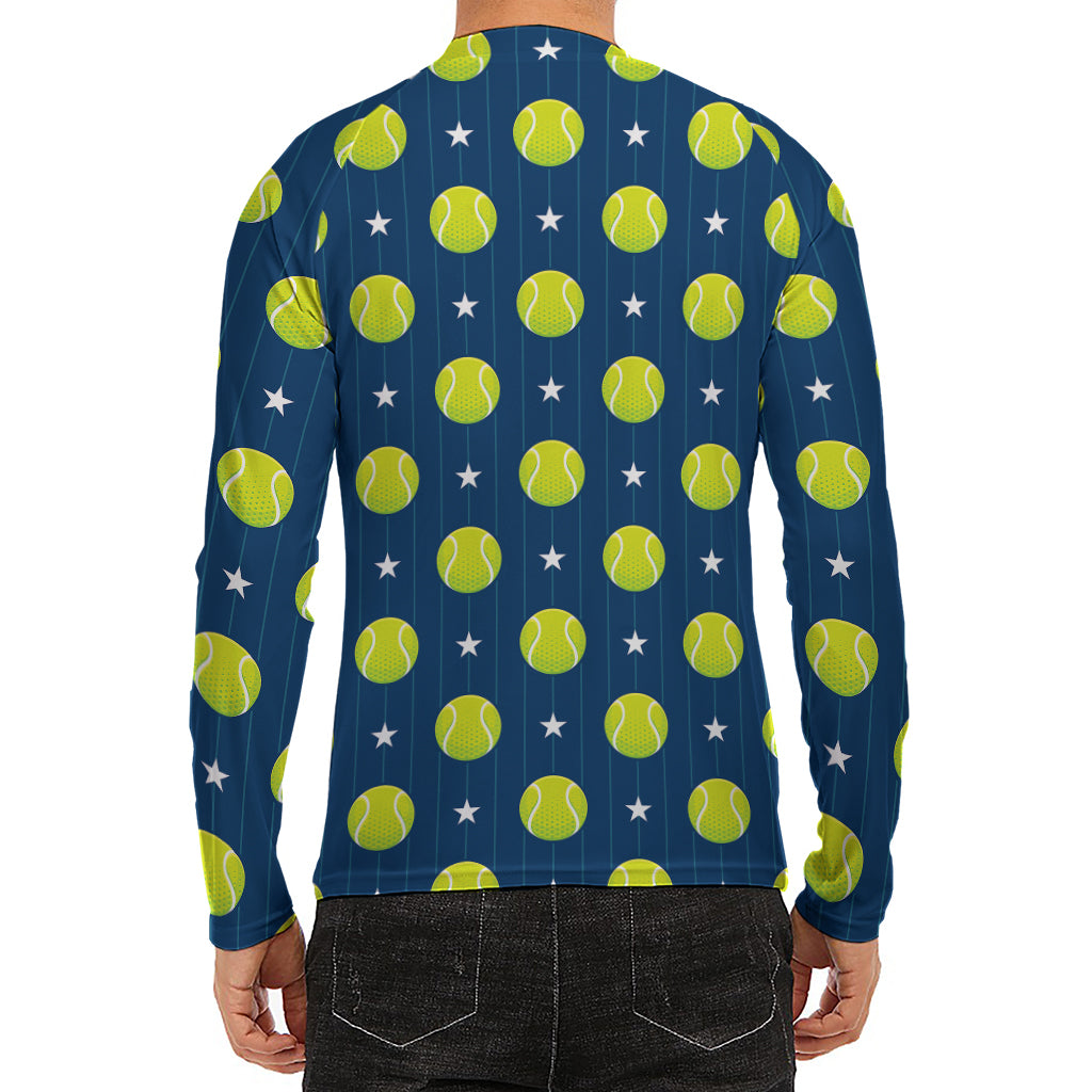Tennis Sport Pattern Print Men's Long Sleeve Rash Guard