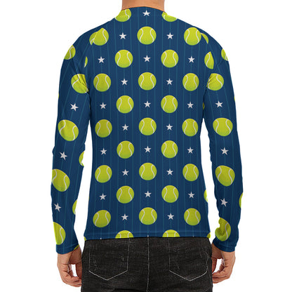 Tennis Sport Pattern Print Men's Long Sleeve Rash Guard