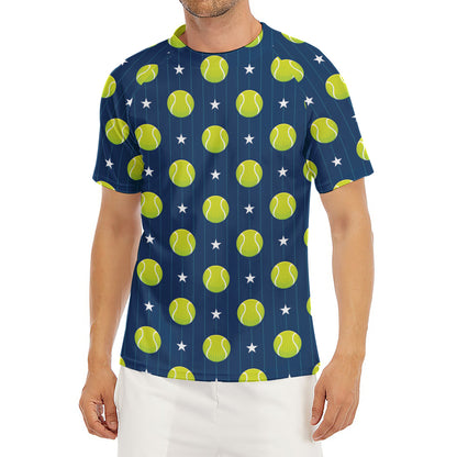 Tennis Sport Pattern Print Men's Short Sleeve Rash Guard