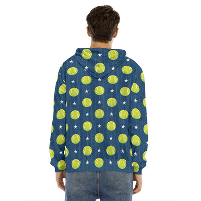 Tennis Sport Pattern Print Men's Velvet Pullover Hoodie