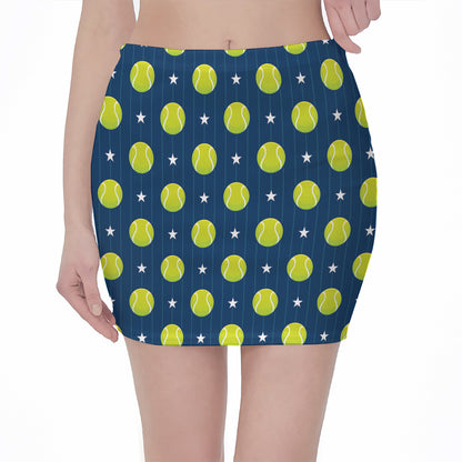 Tennis Sport Pattern Print Pencil Mini Skirt