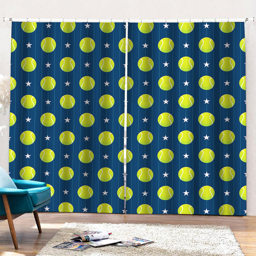 Tennis Sport Pattern Print Pencil Pleat Curtains